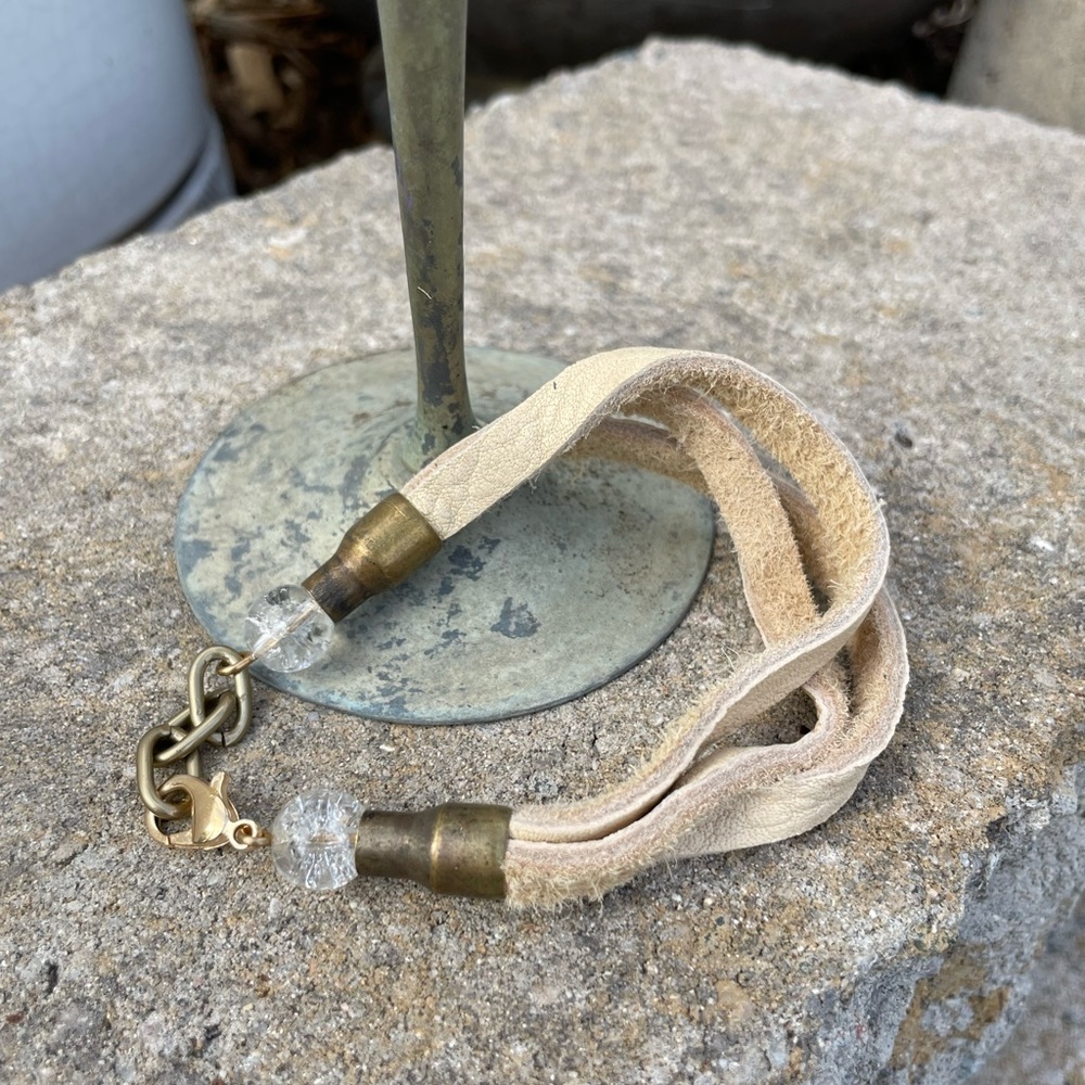 White leather wrap bracelet